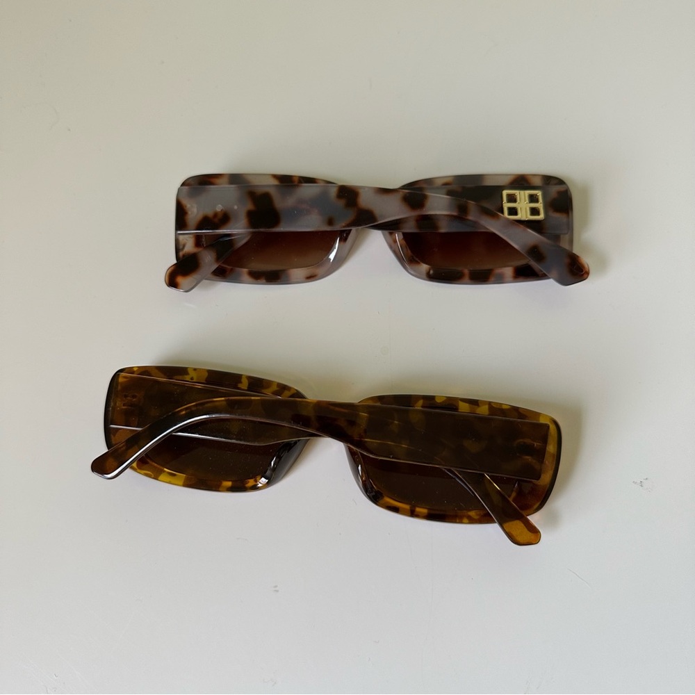 Tortoise Shell Rectangular Sunglasses - Picture 3 of 3